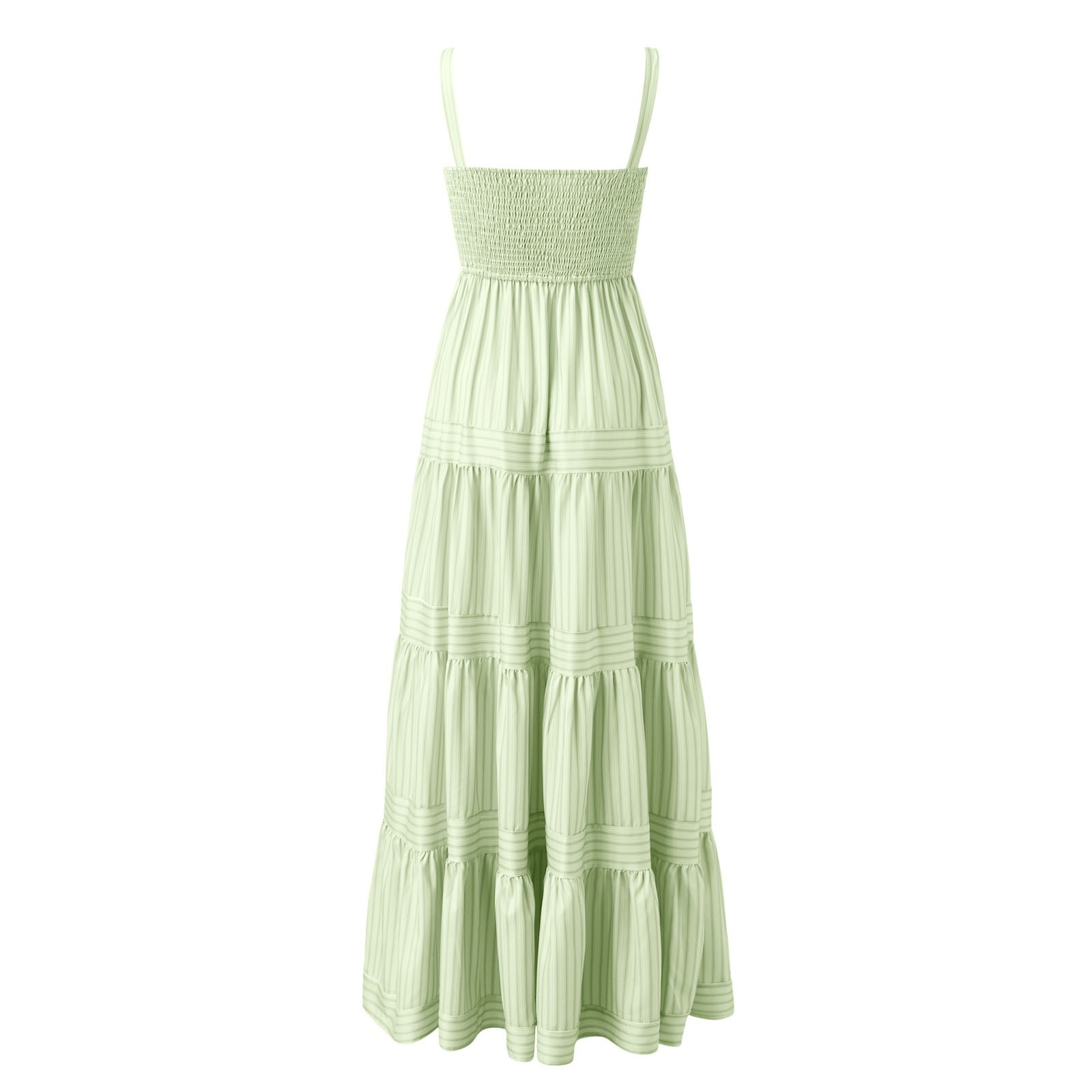 thumbnail image 5 of Vestido largo bohemio con tirantes a rayas para mujer - Vestido largo informal de verano para la playa, 5 of 5